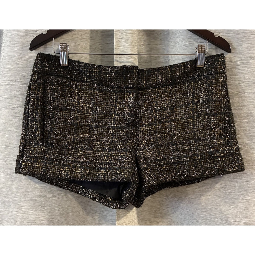 Y2K Express Womens Shorts Size 6 Black Gold Tweed‎ Festival